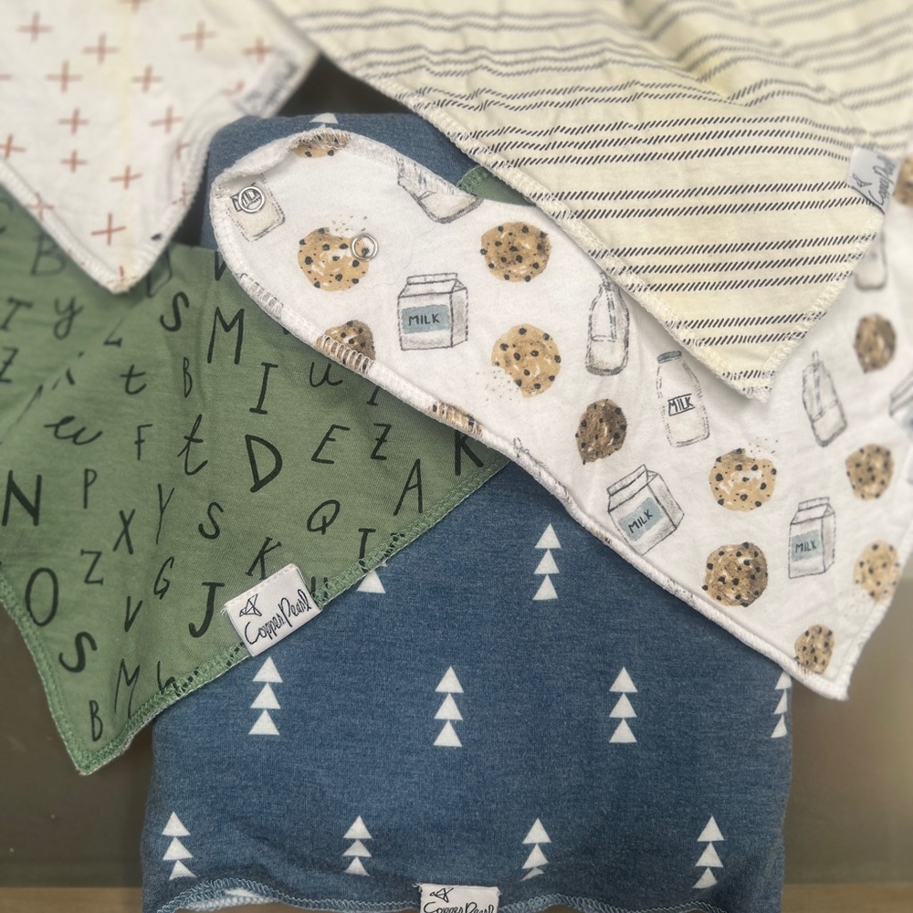Copper Pearl swaddle and bibs